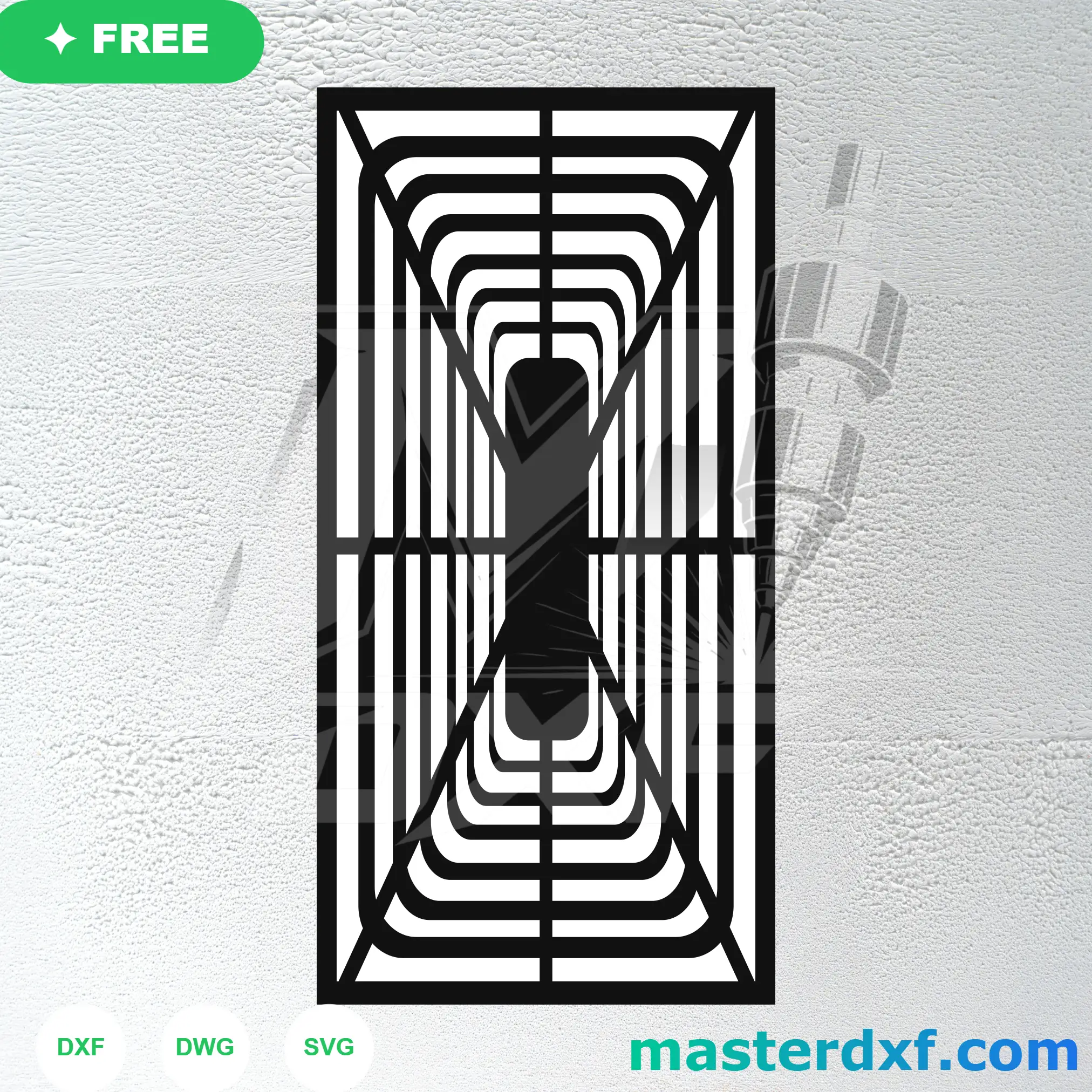 Mirrored Hourglass Tunnel DXF Panel for Optical Feature Walls DXF File